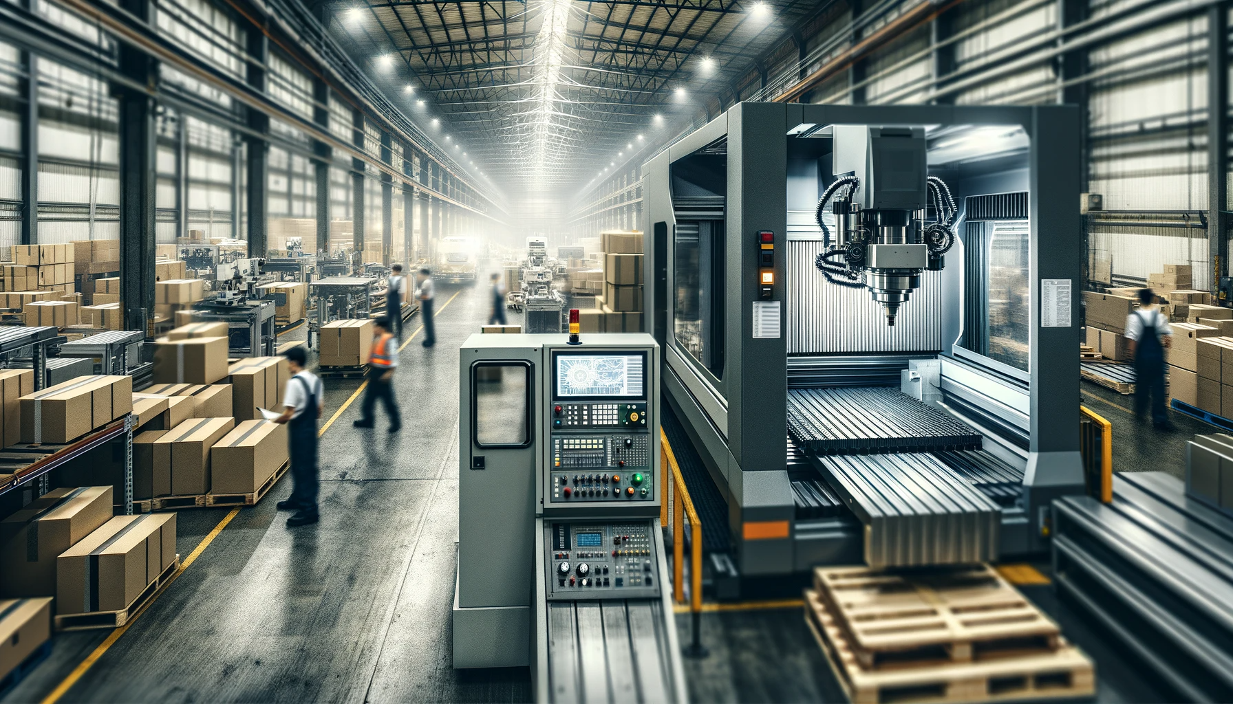 Industrial warehouse setting that CNC machining