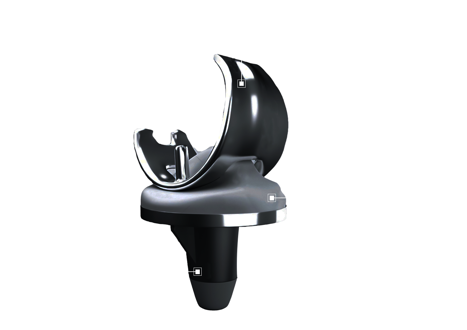 Advanced knee implant with detailed structural design, highlighting medical precision cnc machining.