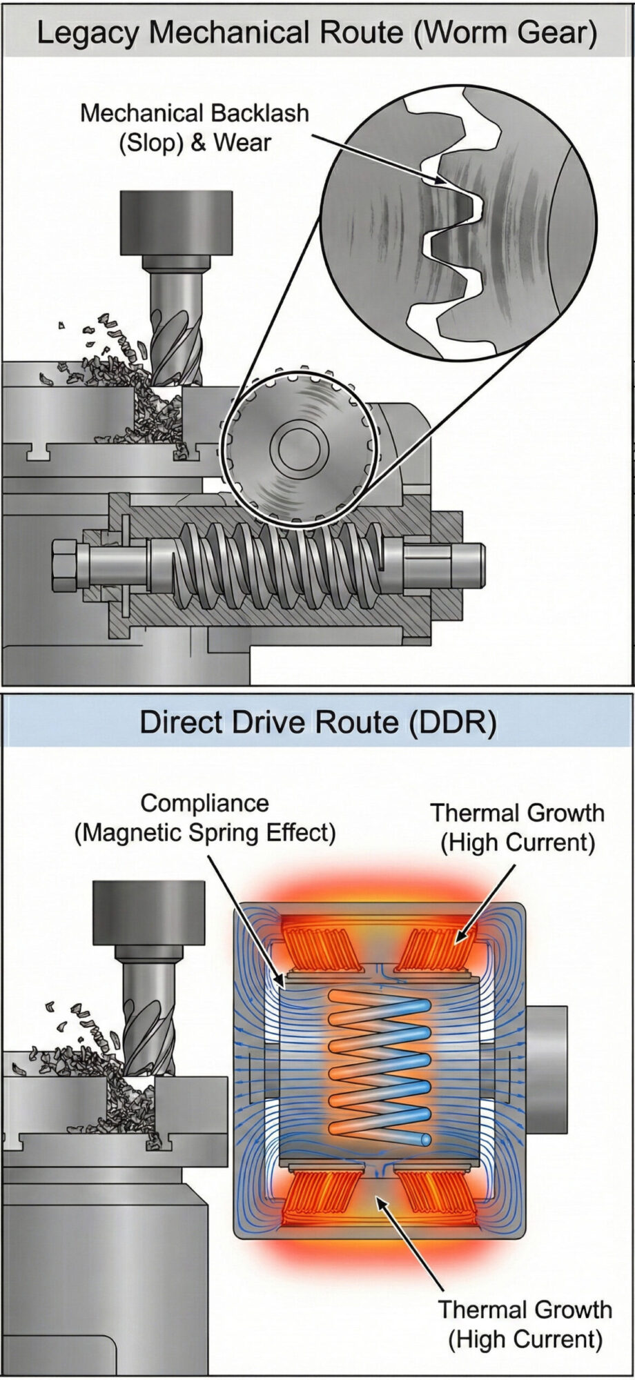 Worm Gear vs Direct Drive Route vertical